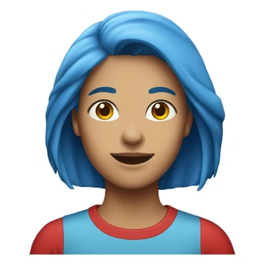 a woman with blue hair in red tshirt sticker