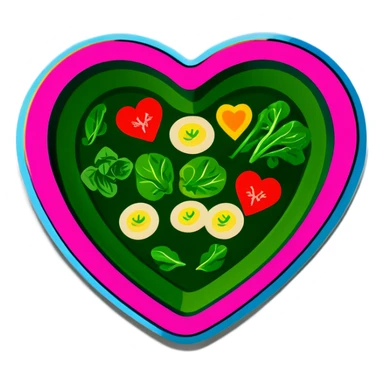 green salad in a pink heart shaped plate   sticker