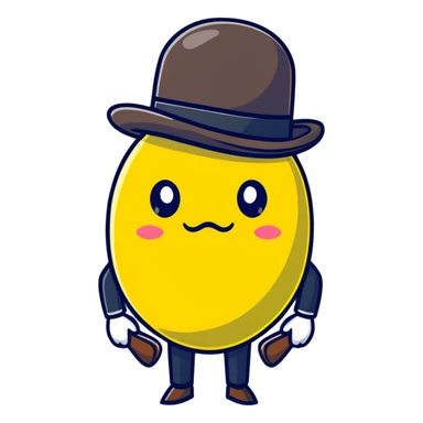 anime lemon character with monocle, necktie, and bowler hat sticker