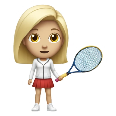 blond and white tall girl wearing normal clothes scared with tennis racket at hand defending herself sticker