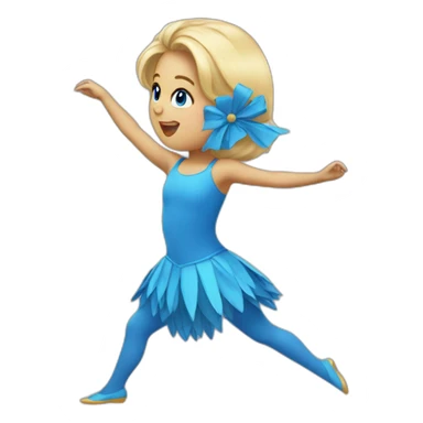 little blonde girl dancing in a blue bird costume sticker