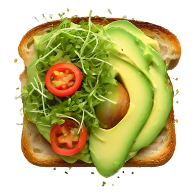 avocado toast with mashed avocado topped with micro greens and red pepper flakes sticker