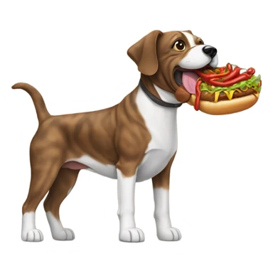 Brindle dog with chili dog  sticker