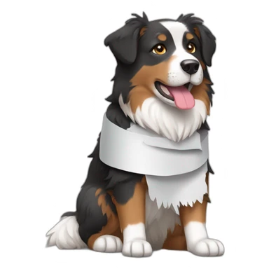 Black white brown and grey Australian sheperd with bandage on leg sticker