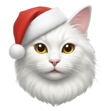 white cat wearing a santa hat sticker