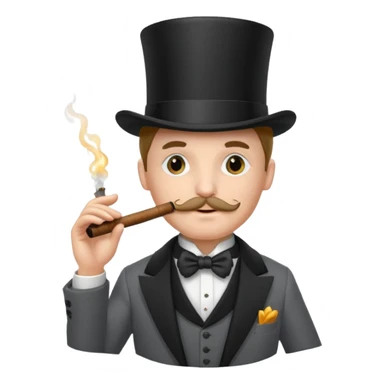 a sophisticated gentleman with a top hat, monocle and cigar sticker