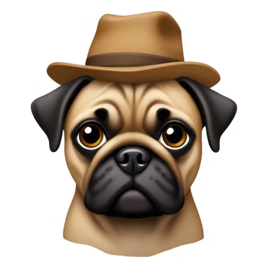 Brown pug mix with hat sticker