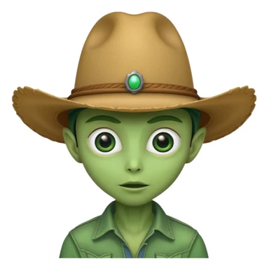 Alien with a cowboy hat sticker