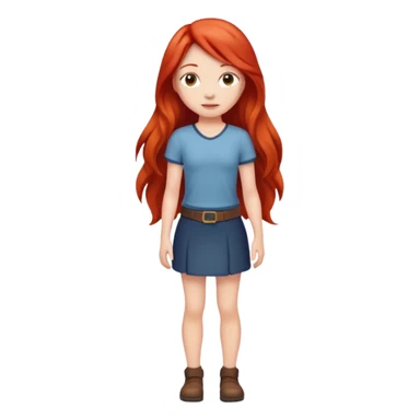 full body of girl standing with long red hair  sticker