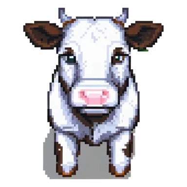 extremely blocky ultra-minimal pixel art Minecraft cow emoji with only 2 or 3 large square pixels, abstract and simple sticker