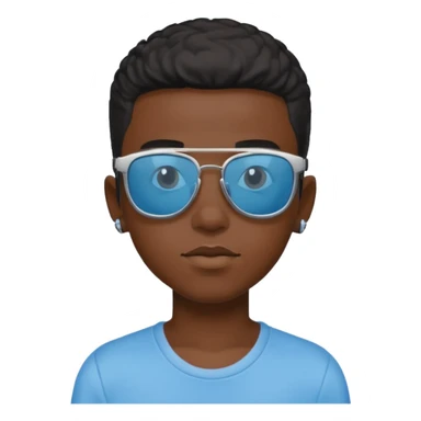 Un garçon noir avec des lunettes de soleil un peu bleu avec un cadran plutôt carré et SANS QU’ON VOIT SES YEUX. Et au dessus de sa tête il y a écrit BOUSs on dois pas voir ses yeux sticker