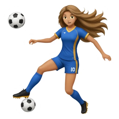 Long Haired Football Players, Female player, full body kick ball sticker