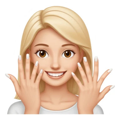 a person showing clean, trimmed nails, smiling, simple and expressive sticker