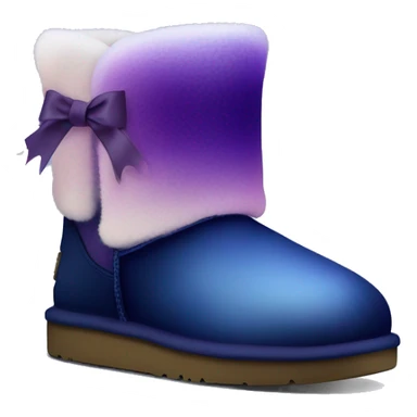 Realistic pair of dark blue to dark purple ombre fur Ugg boots with silk ribbon bows. sticker