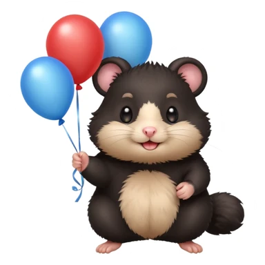 black hamster with balloons sticker