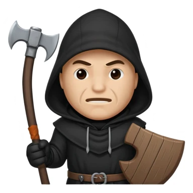 an executioner with a black hood/ sheet on his face so we can't see his face and a big axe in his hand sticker