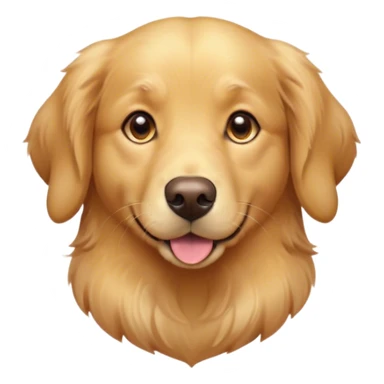 Cinematic Cute Golden Retriever Portrait Emoji, Head tilted playfully and inquisitively, featuring a luscious golden coat with a gentle sheen, round, sparkling brown eyes filled with curiosity, Simplified yet irresistibly adorable features, highly detailed, glowing with a warm, friendly glow, high shine, affectionate and lively, stylized with a touch of whimsy, bright and endearing, soft glowing outline, capturing the essence of a mischievous yet loving pup, so playful it feels like it could leap out of the screen and into your arms! sticker
