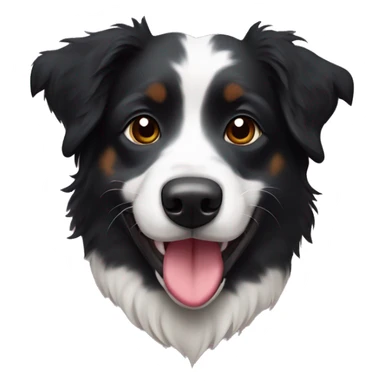 Small black australian shepherd dog with huge maroon heart sticker