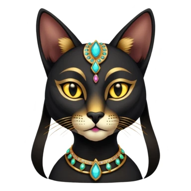 anthropomorphic black-furred elegant jeweled pretty beautiful realistic Bastet  sticker