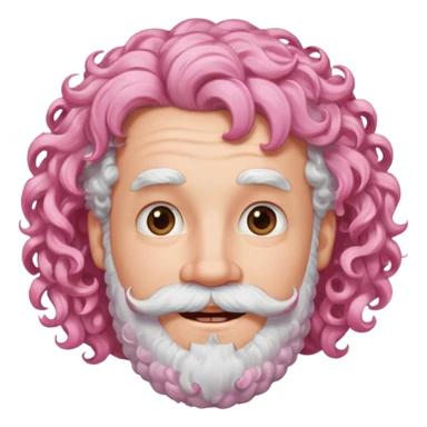 very white bearded and white mustached, pink curly haired  sticker
