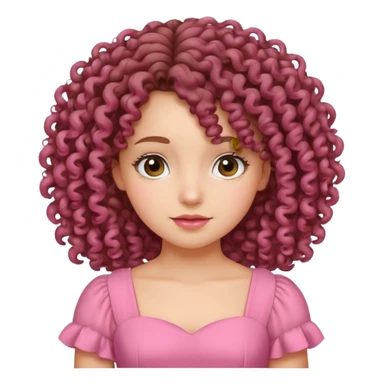 Pickme girl with curly hair and pink dress sticker