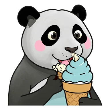 Panda eating ice cream sticker
