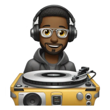 white Dj with his turntables sticker