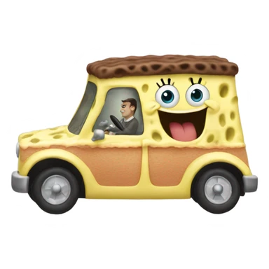 side view of SpongeBob driving car sticker