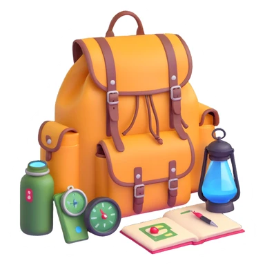adventurer backpack with compass and supplies sticker