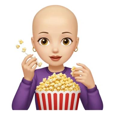Bald girl eating popcorn sticker