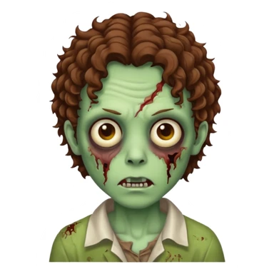 Zombie with lil bit curly medium brown hair sticker