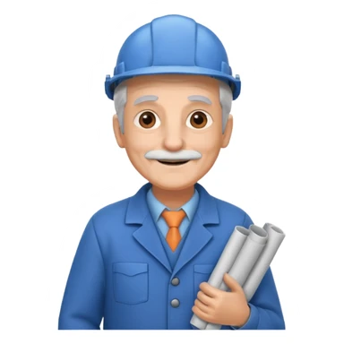 A wise old engineer with warm smile, blueprint rolled under his arm.
 sticker