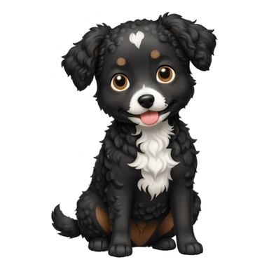 small black curly dog sticker