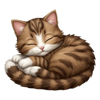 dark brown tabby and white kitten sleeping on its back sticker