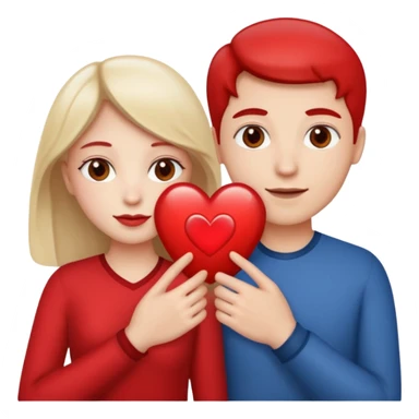 Two people holding half a heart up sticker