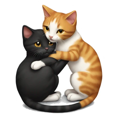Black and ginger kitty touch each other with nouse  sticker