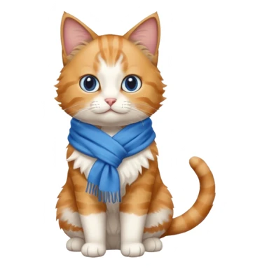 Cat wear a blue scarf, full body sticker