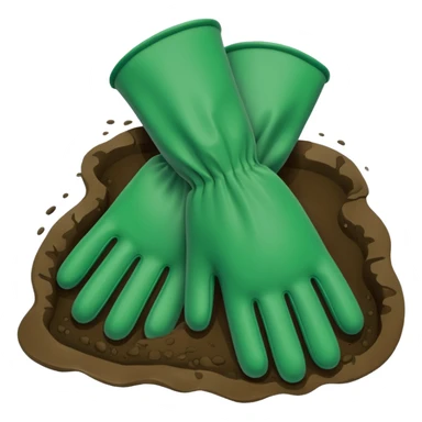 green gloves gardening with mud sticker