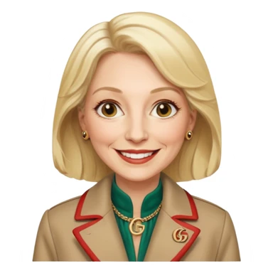 she is about 65 years old with blond hair, likes gucci, is a phd in cardiology and she does not wear glasses or a lab coat or carry a stethoscope but wears gucci coats sticker