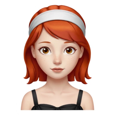 ["Fair skin female, smooth red hair, red ribbon headband."] sticker