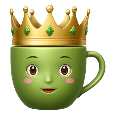 a matcha cup with a crown  sticker