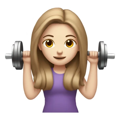 Pale girl with long brown hair lifting weights sticker