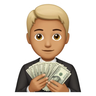 person who holds money sticker