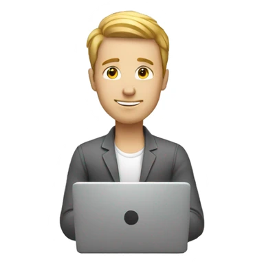 white man working with laptop sticker