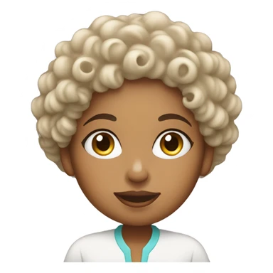 Curly haired woman applying face cream  sticker