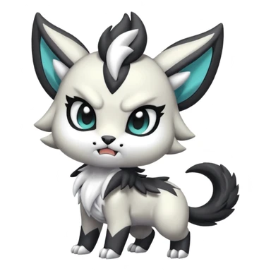 Animalistic kawaii chibi feral angry mongral Meloetta-Absol-Zekrom-Gatomon-Pteromon-hybrid sticker