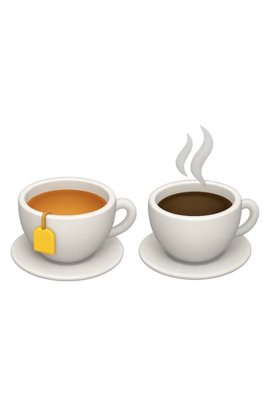 emoji 3d stile iphone che rappresenta una tazza di thè accanto ad una tazzina di caffè 3d sticker