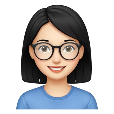 girl black hair and glasses sticker