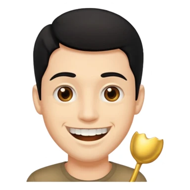 Isso agora faca esse emoji masculino com um cabelo preto baixo e um sorriso com um dente de ouro sticker