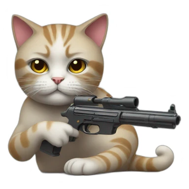 cat with gun and so tired sticker
